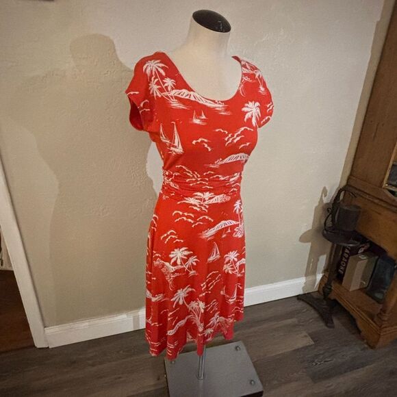 Hobbs London Tropical Print Orange Dress Sz 4 - Picture 4 of 9
